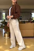 Made in Italy Beluga Soft Crop Bomber Jacket Chocolate /20 =